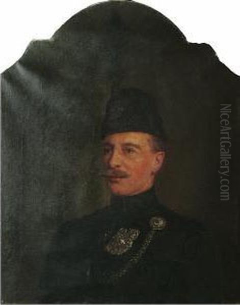 An Officer Of The Rifle Brigade Wearing Ceremonial Uniform Oil Painting by Ernest Gustave Girardot