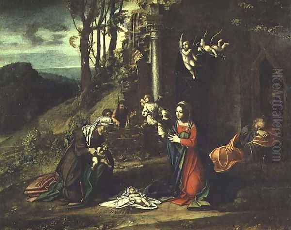 Adoration of the Christ Child Oil Painting by Antonio Allegri da Correggio