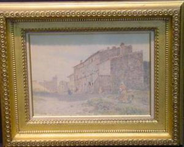 Vieilles Maisons A Villeneuve-les-avignon Oil Painting by Louis-Auguste Girardot