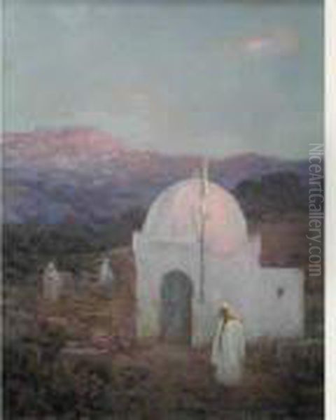 Marocaine Devant Une Koubba. Oil Painting by Louis-Auguste Girardot