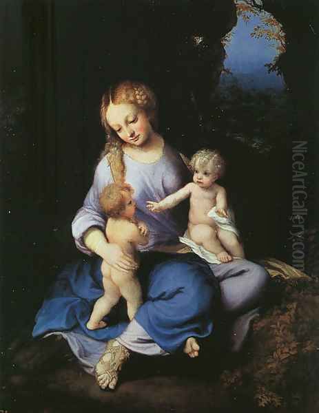 Madonna and Child with the Young Saint John 1516 Oil Painting by Antonio Allegri da Correggio