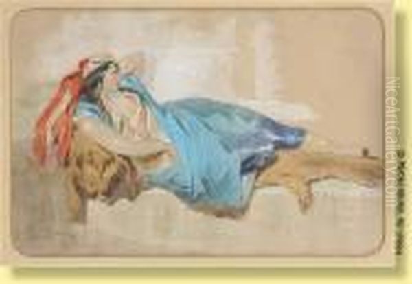 Odalisque Endormie Oil Painting by Eugene Pierre Francois Giraud