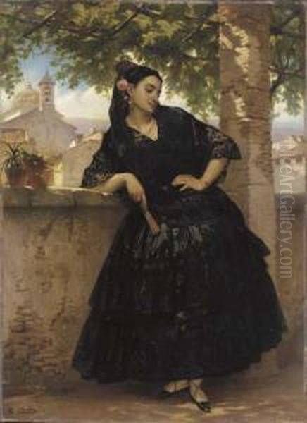 A Spanish Beauty Oil Painting by Eugene Pierre Francois Giraud