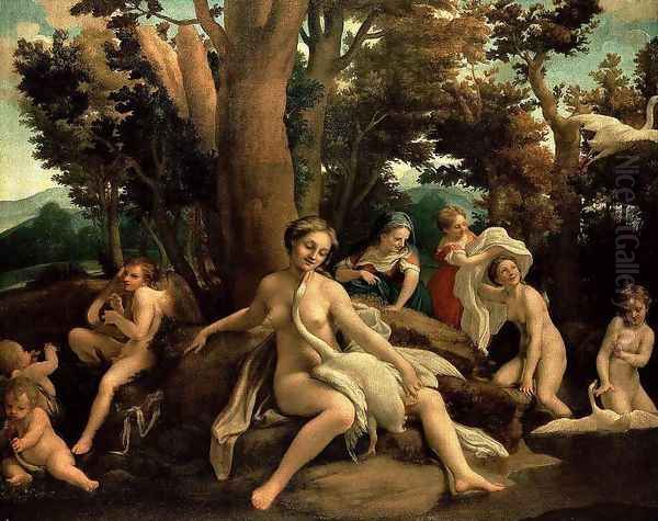 Leda with the Swan 1531 Oil Painting by Antonio Allegri da Correggio