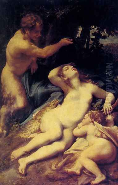 Antiope Oil Painting by Antonio Allegri da Correggio