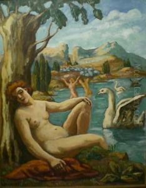 Nymphes Poursuivies Par Des Cygnes Oil Painting by Pierre Paul Girieud