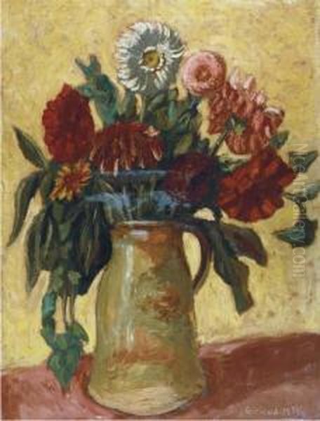 Still Life With Flowers In A Jug Oil Painting by Pierre Paul Girieud