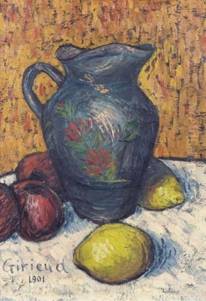 Still Life With A Jug, Lemons And Apples Oil Painting by Pierre Paul Girieud