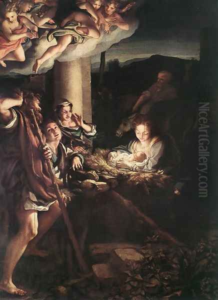 Nativity (Holy Night) 1528 Oil Painting by Antonio Allegri da Correggio