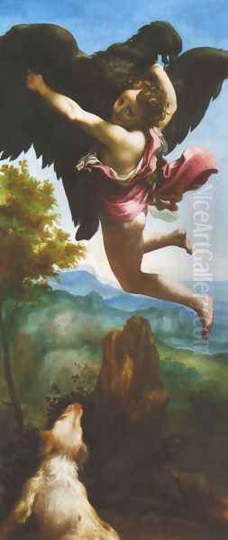 Abduction of Ganymede (Ratto di Ganimede) Oil Painting by Antonio Allegri da Correggio