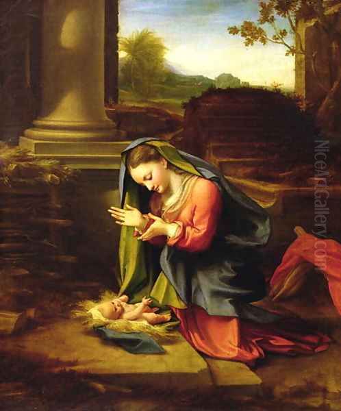 Our Lady Worshipping the Child, c.1518-20 Oil Painting by Antonio Allegri da Correggio