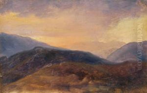 Vue De Civitella Au Crepuscule Oil Painting by Andre Giroux