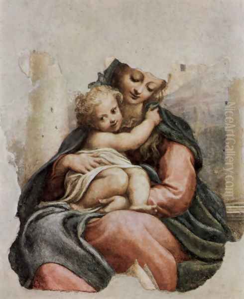 Madonna della Scala, Fragment Oil Painting by Antonio Allegri da Correggio