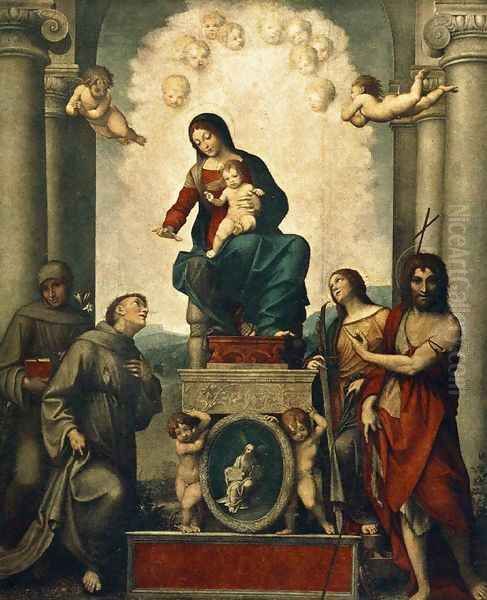 Madonna with St. Francis Oil Painting by Antonio Allegri da Correggio