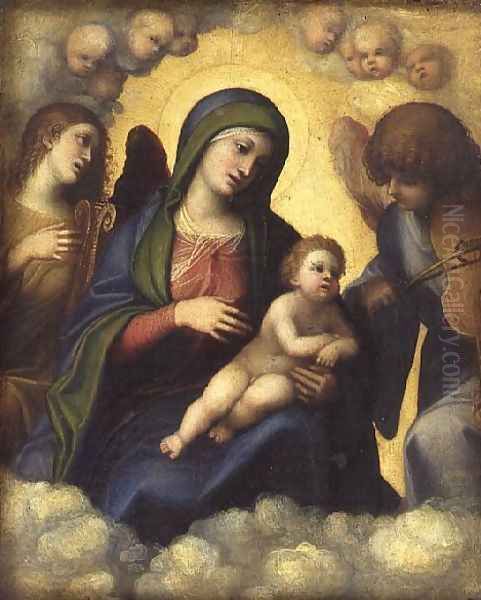 Madonna and Child with Angels c.1510-15 Oil Painting by Antonio Allegri da Correggio