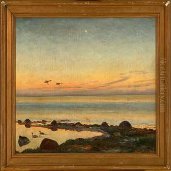 Coastal Scene Atsunset Oil Painting by William Gislander