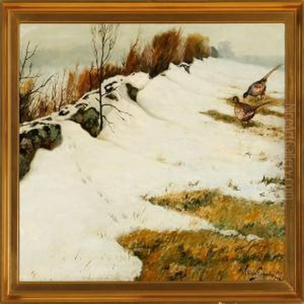 A Winter Landscape From Saltholm Island Oil Painting by William Gislander