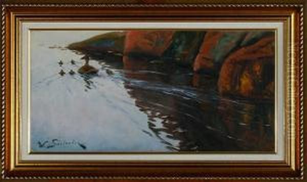 Ducks Oil Painting by William Gislander