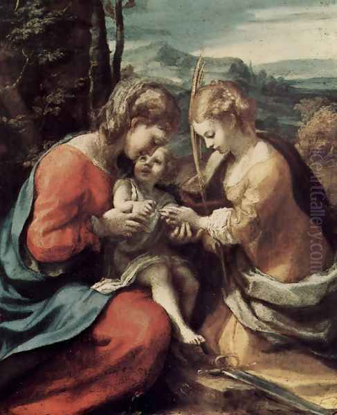 The Mystical Marriage of St. Catherine of Alexandria Oil Painting by Antonio Allegri da Correggio