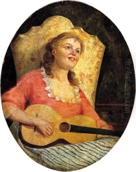 Suonatrice Di Chitarra Oil Painting by Bartolomeo Giuliano