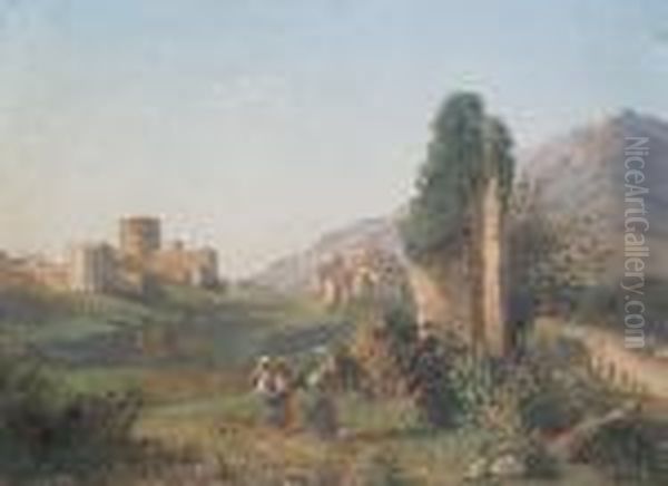 The Castle Of Mignano Oil Painting by Guglielmo Giusti