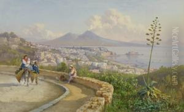 Blick Auf Die Bucht Von Neapel. Oil Painting by Guglielmo Giusti