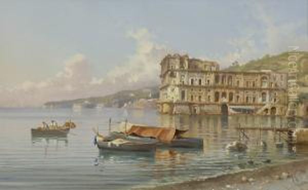 Neapel - Der Palazzo Donn'anna Am Capo Posillipo. Oil Painting by Guglielmo Giusti