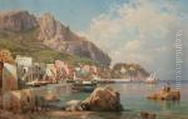 Capri, Marina Piccola Oil Painting by Guglielmo Giusti