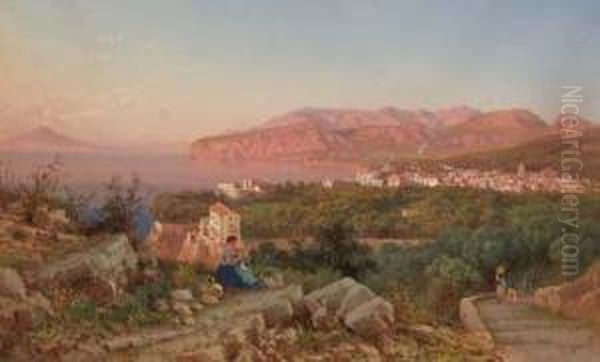 Veduta Di Sorrento Oil Painting by Guglielmo Giusti