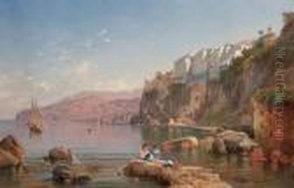 Amalfi Con La Casa Del Tasso Oil Painting by Guglielmo Giusti