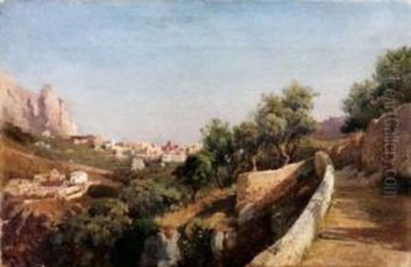 Paesaggio Caprese - 1878 Oil Painting by Guglielmo Giusti