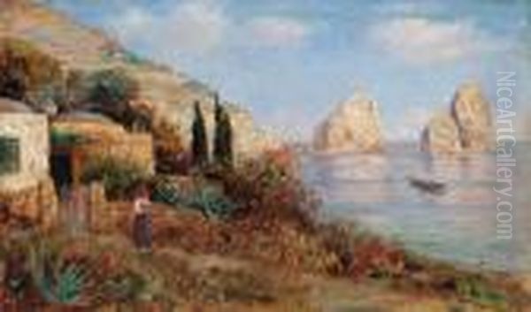 Capri, I Faraglioni Oil Painting by Guglielmo Giusti