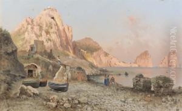 Capri, I Faraglioni Oil Painting by Guglielmo Giusti