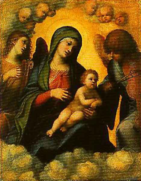 Madonna and Child in Glory with Angels Oil Painting by Antonio Allegri da Correggio