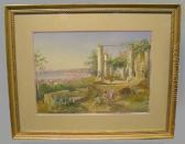 View Of The Bay Of Naples Oil Painting by Guglielmo Giusti