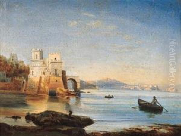 Barche Nel Golfo Di Napoli Oil Painting by Guglielmo Giusti