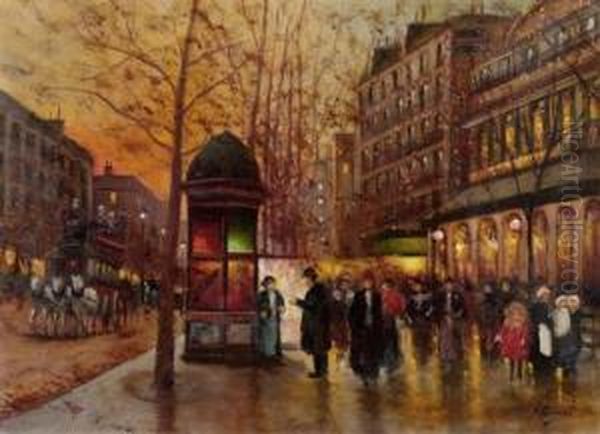 Pariser Strassenszene. Oil Painting by Fausto Giusto