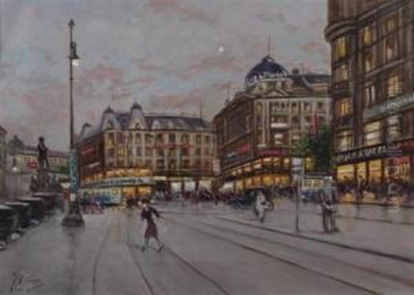 Bahnhofplatz Zurich. Oil Painting by Fausto Giusto