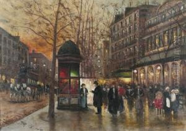 Herbstliche Abendstimmung In Paris. Oil Painting by Fausto Giusto