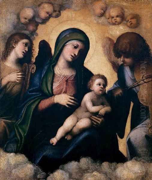 Madonna and Child in Glory Oil Painting by Antonio Allegri da Correggio