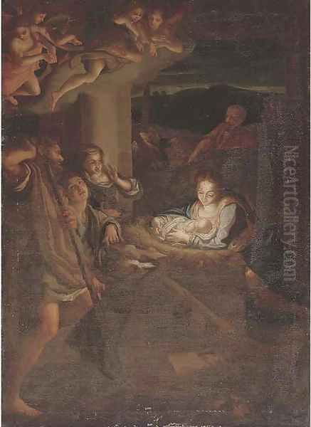 The Adoration of the Shepherds Oil Painting by Antonio Allegri da Correggio