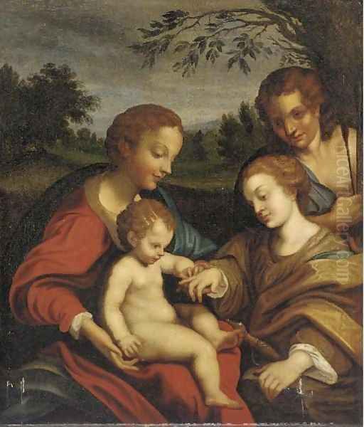 The Mystic Marriage of Saint Catherine 2 Oil Painting by Antonio Allegri da Correggio