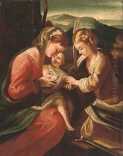 The Mystic Marriage of Saint Catherine Oil Painting by Antonio Allegri da Correggio