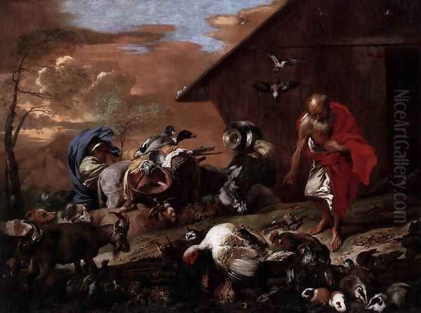 In Front of Noah's Ark c. 1650 Oil Painting by Giovanni Benedetto Castiglione