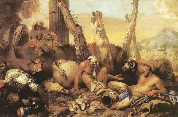 The Fable of Diogenes Oil Painting by Giovanni Benedetto Castiglione