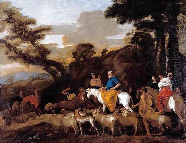 Jacob Leading the Flocks of Laban c. 1632 Oil Painting by Giovanni Benedetto Castiglione