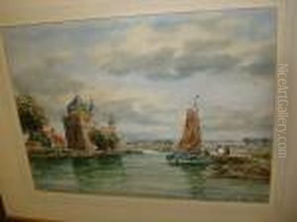 Dutch Waterway Oil Painting by John Hamilton Glass