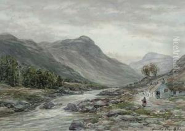 Evening In A Perthshire Glen Oil Painting by John Hamilton Glass