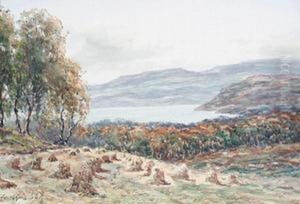 Haystacks; A Loch Oil Painting by John Hamilton Glass