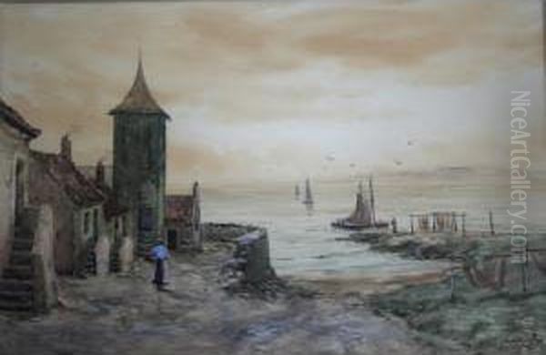 A Fishing Village (fife?) Oil Painting by John Hamilton Glass